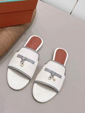 Loro Piana Off-White Slide Sandals